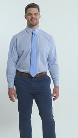 BIG & TALL ALL-OVER STRETCH BUTTON DOWN DRESS SHIRT - BLUE