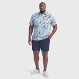 BIG & TALL SUNSHIELD PERFORMANCE S/S PRINTED POLO - AQUARIUS