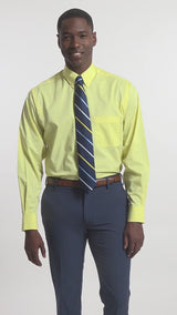 ALL-OVER STRETCH BUTTON-DOWN DRESS SHIRT (BUTTON DOWN COLLAR) - YELLOW