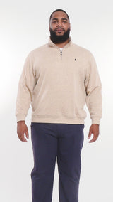 BIG & TALL ADVANTAGE PERFORMANCE QUARTER ZIP FLEECE - CAMEL HTHR