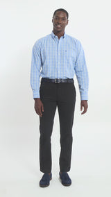PERFORMANCE COMFORT LONG SLEEVE PLAID BUTTON DOWN SHIRT - BLUE REVIVAL