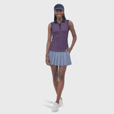 ALLY PRINTED SLEEVELESS POLO - SODALITE BLUE
