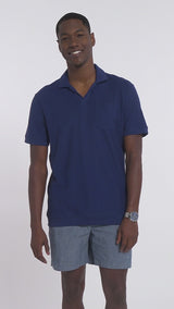 JOHNNY COLLAR TEXTURED 
KNIT POLO - MEDIEVAL BLUE