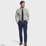 ALL-OVER STRETCH PLAID BUTTON-DOWN DRESS SHIRT - OIL BLUE