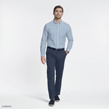 ALL-OVER STRETCH L/S PLAID BUTTON-DOWN DRESS SHIRT - MARINE BLUE