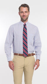 ALL OVER STRETCH BUTTON DOWN DRESS SHIRT - CHILLI PEPPER