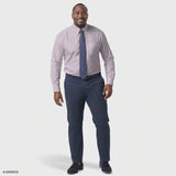 BIG & TALL ALL-OVER STRETCH L/S PLAID BUTTON-DOWN DRESS SHIRT - SHEER LILAC