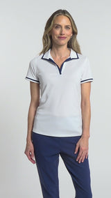 CYDNEY JOHNNY COLLAR POLO - BRIGHT WHITE
