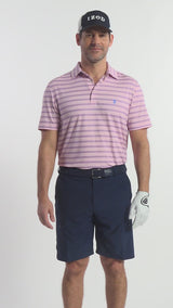 GOLF SWINGFLEX ELITE STRIPE POLO - PRISM PINK