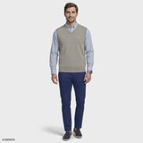 FINE GAUGE V-NECK SWEATER VEST - LT GREY HTHR