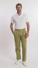 AMERICAN CHINO DOUBLE PLEATED PANT - KHAKI