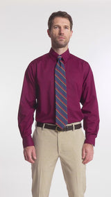 ALL-OVER STRETCH BUTTON-DOWN DRESS SHIRT - GRAPE WINE
