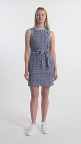 LILIAN PIPED A-LINE DRESS - MEDIEVAL BLUE