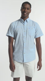 DOCKSIDE SHORT SLEEVE CHAMBRAY SHIRT - BLUE REVIVAL