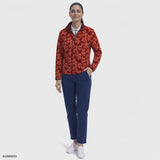 ALEX FLEECE PRINTED QUARTER-ZIP PULLOVER - RED OCHRE