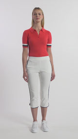 BILLIE PIPED SOLID CAPRI PANT - BRIGHT WHITE