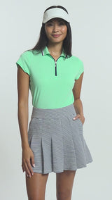 CHLOE CAP-SLEEVE QUARTER ZIP POLO - ICE GREEN