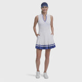 RALLY V-NECK PLEATED DRESS - BRIGHT WHITE