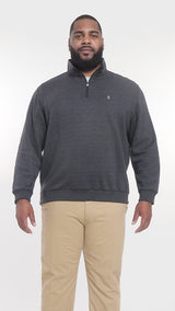 BIG & TALL ADVANTAGE PERFORMANCE QUARTER ZIP FLEECE - BLACK