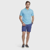 ADVANTAGE PERFORMANCE STRIPED POLO - PEACOCK BLUE