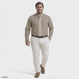 BIG & TALL PERFORMANCE COMFORT PLAID BUTTON-DOWN SHIRT - CROCKERY