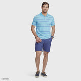 ADVANTAGE PERFORMANCE STRIPED POLO - PEACOCK BLUE