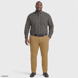 BIG & TALL PERFORMANCE COMFORT PLAID BUTTON-DOWN SHIRT - DARK SHADOW