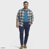 BIG & TALL STRATTON FLANNEL BUTTON-DOWN SHIRT - LYONS BLUE