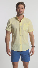 DOCKSIDE SHORT SLEEVE CHAMBRAY SHIRT - BANANA CREAM