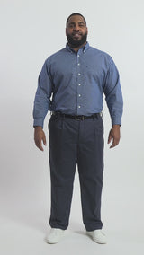 BIG & TALL PERFORMANCE FLAT FRONT CHINO PANTS - NAVY