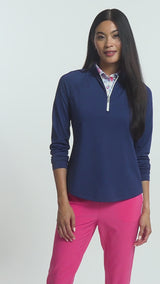 PALOMA PERFORMANCE STRETCH LONG SLEEVE 1/4 ZIP PULLOVER - MEDIEVAL BLUE