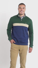 ADVANTAGE PERFORMANCE COLORBLOCK QUARTER ZIP FLEECE - RAIN FOREST