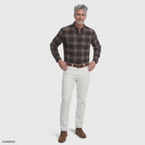 STRATTON FLANNEL PLAID BUTTON-DOWN SHIRT - SEAL BROWN