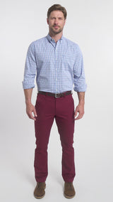 PERFORMANCE FLAT FRONT CHINO PANTS - VELVET MAROON