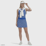 ALLY PRINTED SLEEVELESS POLO - MONACO BLUE