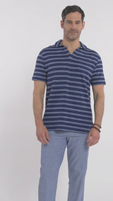 JOHNNY COLLAR TEXTURED 
KNIT POLO - MEDIEVAL BLUE