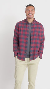 STRATTON FLANNEL LONG SLEEVE 
BUTTON DOWN SHIRT - SUNDRIED TOMATO