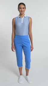 BILLIE PIPED SOLID CAPRI PANT - LITTLE BOY BLUE