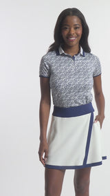 STELLA PRINTED SHORT SLEEVE POLO - BRIGHT WHITE