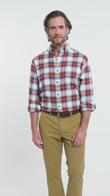 STRATTON FLANNEL LONG SLEEVE 
BUTTON DOWN SHIRT - ORANGE RUST