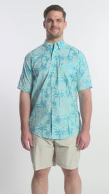 BIG & TALL DOCKSIDE SHORT SLEEVE CHAMBRAY PRINTED SHIRT - ATOMIZER