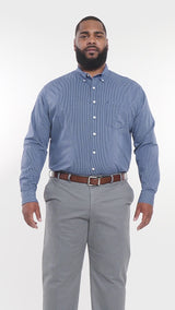 BIG & TALL PERFORMANCE COMFORT LONG SLEEVE PLAID BUTTON DOWN SHIRT - RIVIERA