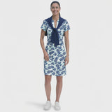 SARA S/S PRINTED DRESS - ARUBA BLUE