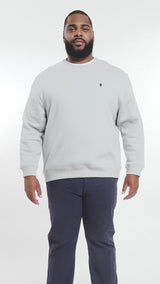 BIG & TALL ADVANTAGE PERFORMANCE CREWNECK FLEECE - LT GREY HTHR