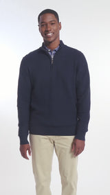 HONEYCOMB QUARTER ZIP SWEATER - NAVY BLAZER